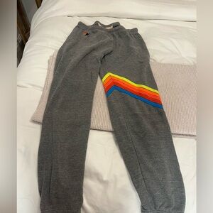 Grey with colorful design aviator nation sweatpants
